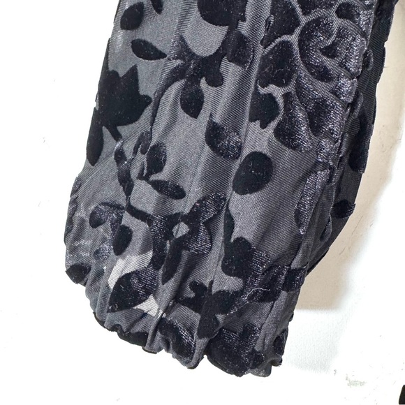 Halogen Babydoll Top Black Velvet Burnout Whimsigoth Floral - Picture 5 of 9